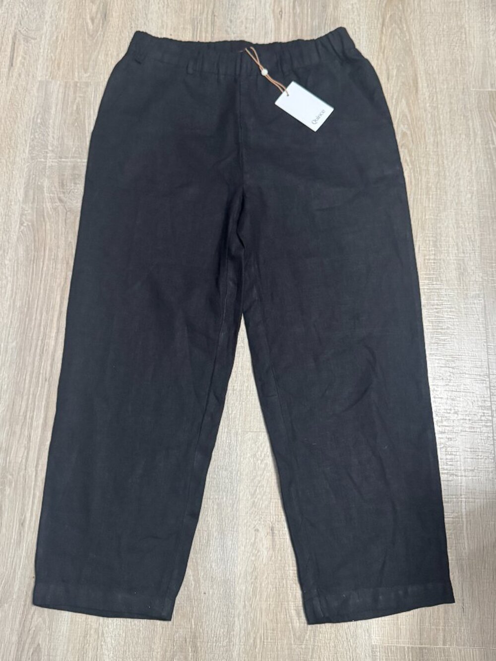 Quince Women's 100% Linen European Flax Fiber Sustainable Pants Black Medium